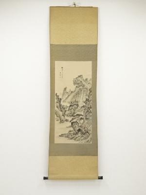 陳石舟筆　山水　肉筆絹本掛軸